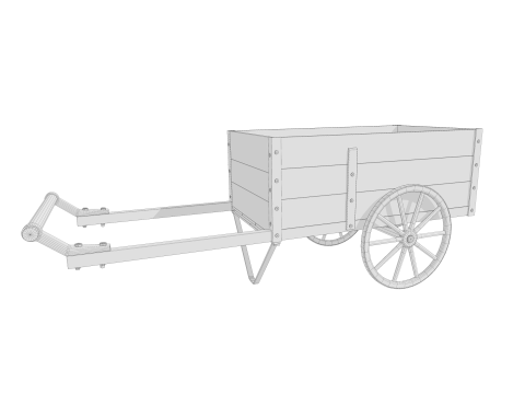 Wooden Cart Low-poly 3Dモデル