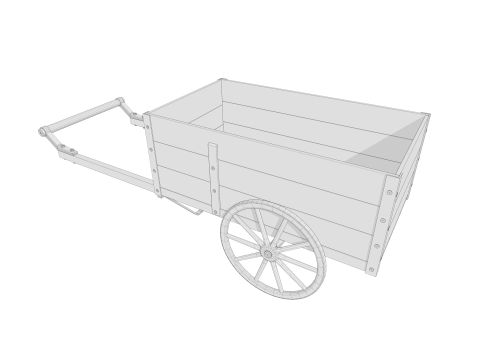 Wooden Cart Low-poly 3Dモデル