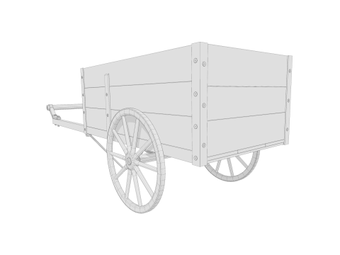 Wooden Cart Low-poly 3Dモデル