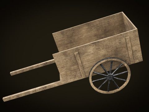Wooden Cart 02 PBR low-poly 3Dモデル