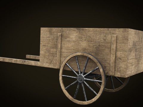 Wooden Cart 02 PBR low-poly 3Dモデル