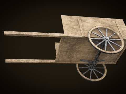 Wooden Cart 02 PBR low-poly 3Dモデル