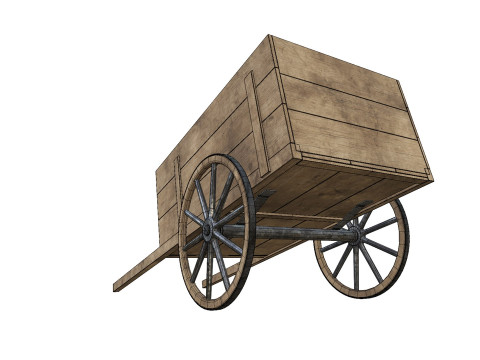 Wooden Cart 02 PBR low-poly 3Dモデル