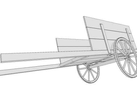 Wooden Cart 02 PBR low-poly 3Dモデル