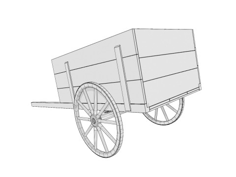 Wooden Cart 02 PBR low-poly 3Dモデル