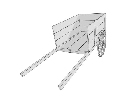 Wooden Cart 02 PBR low-poly 3Dモデル