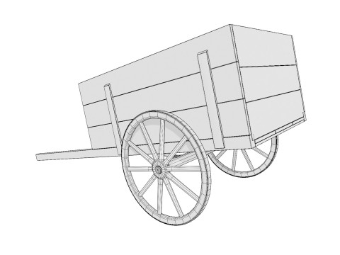 Wooden Cart 02 PBR low-poly 3Dモデル