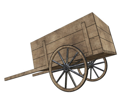 Wooden Cart 02 PBR low-poly 3Dモデル