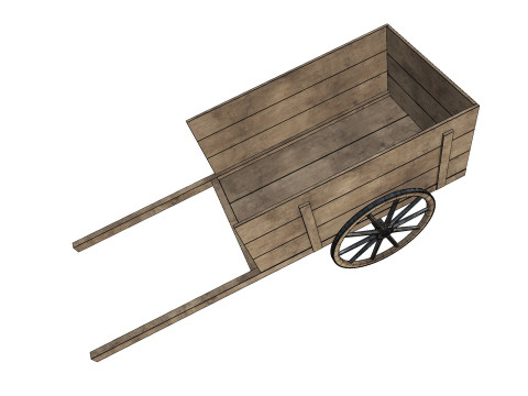 Wooden Cart 02 PBR low-poly 3Dモデル