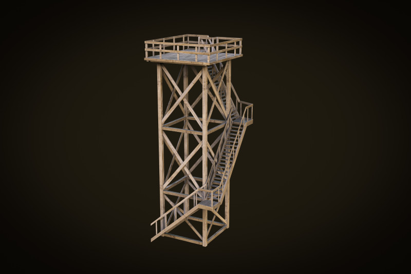 Lookout tower PBR Low-poly 3Dモデル .c4d .max .obj .3ds .fbx .stl .blend 