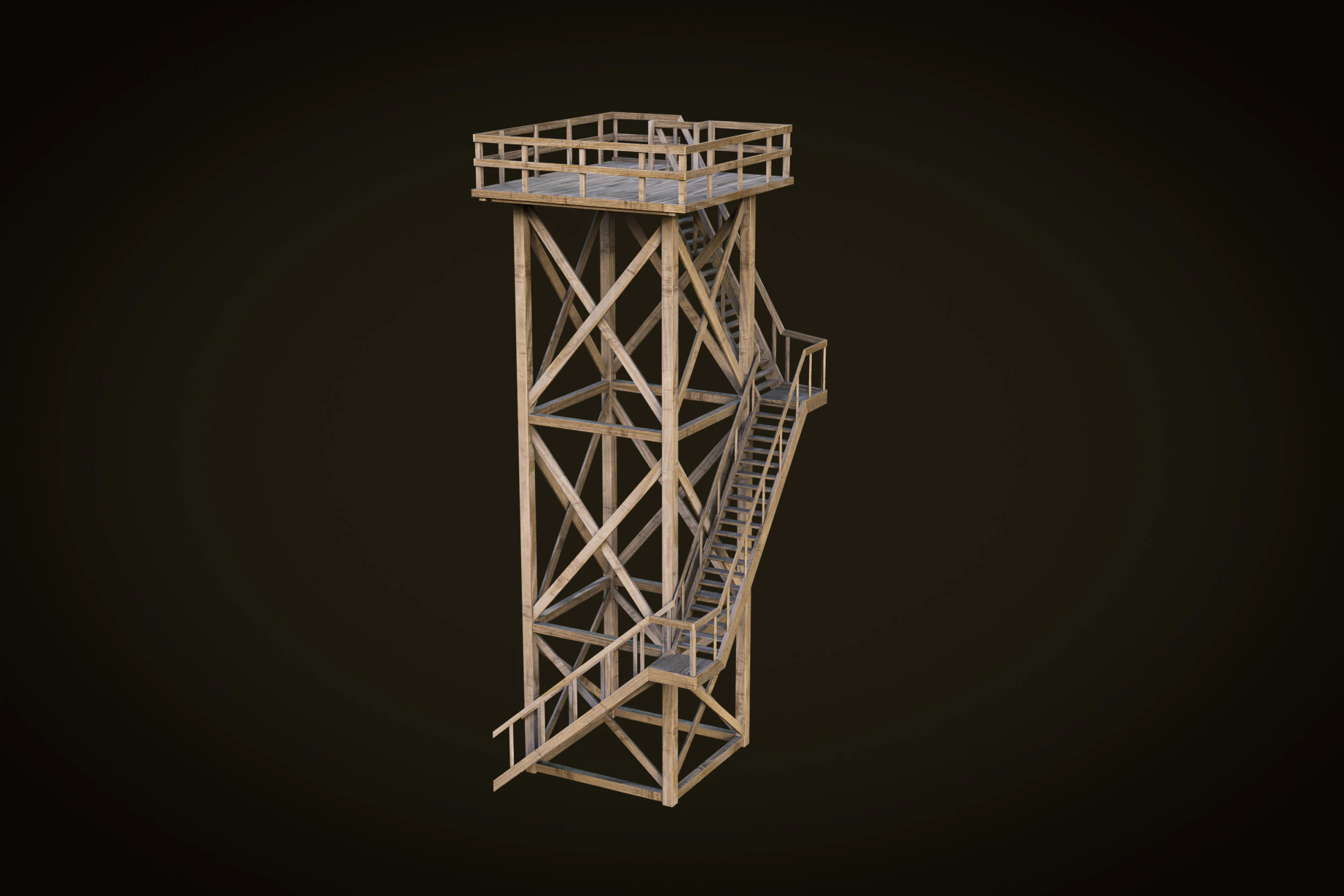 Lookout tower PBR Low-poly 3D Model .c4d .max .obj .3ds .fbx .stl .blend