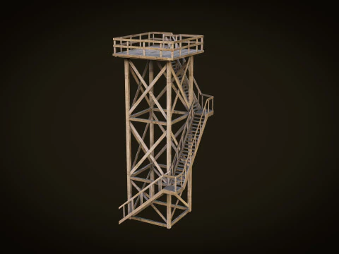 Lookout tower PBR Low-poly 3D Model