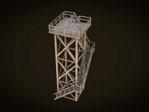 Lookout tower PBR Low-poly 3D Model