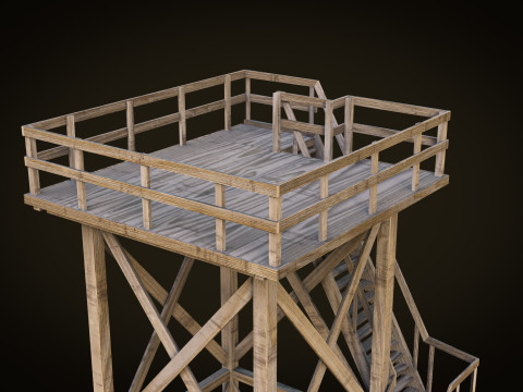 Lookout tower PBR Low-poly 3Dモデル