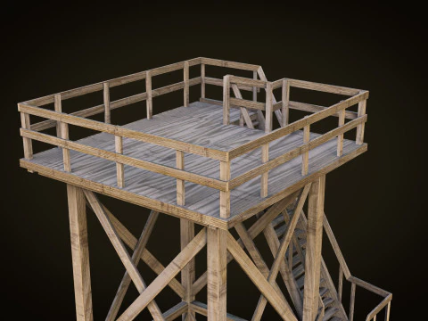 Lookout tower PBR Low-poly 3D Model