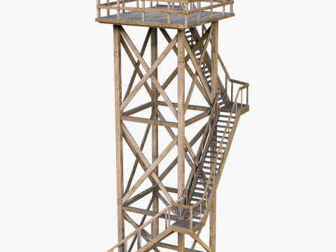 Lookout tower PBR Low-poly 3D Model