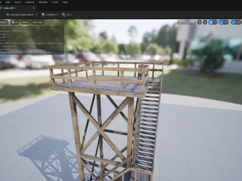 Lookout tower PBR Low-poly 3D Model