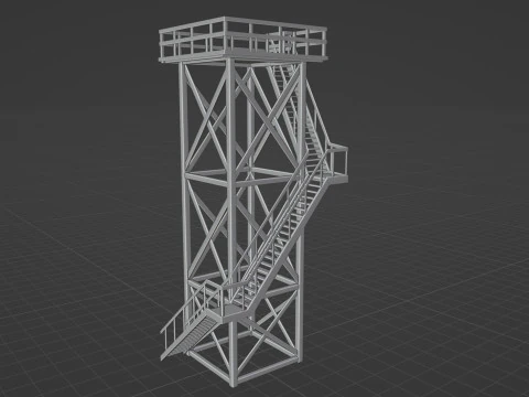 Lookout tower PBR Low-poly 3D Model
