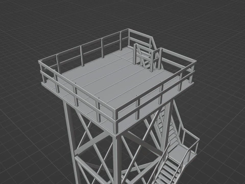 Lookout tower PBR Low-poly 3D Model