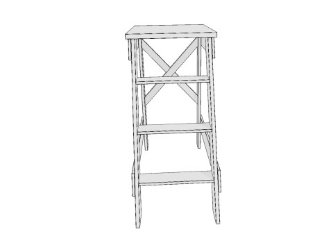 Wooden stepladder PBR low-poly 3Dモデル