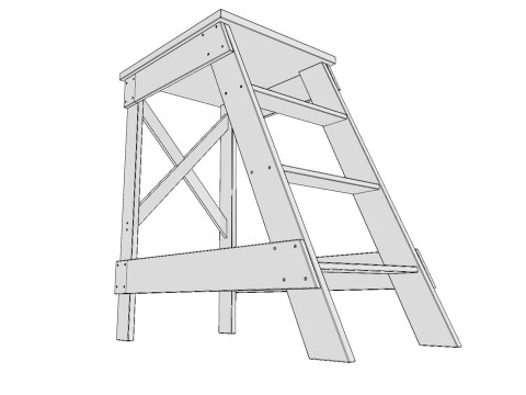 Wooden stepladder PBR low-poly 3Dモデル