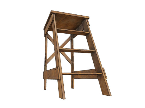 Wooden stepladder PBR low-poly 3Dモデル