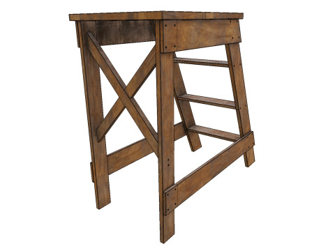 Wooden stepladder PBR low-poly 3Dモデル