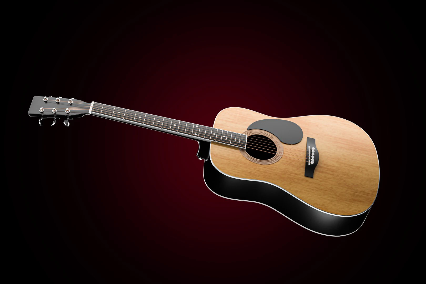 Classic acoustic guitar 3D Model .c4d .max .obj .3ds .fbx .stl .blend 