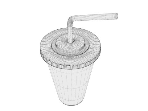 Drink Cup with Straw Modello 3D