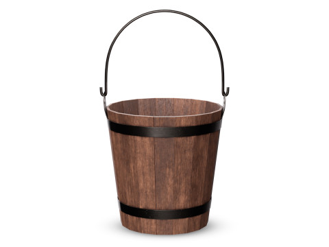 Wooden Bucket 3D Model