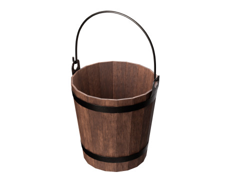 Wooden Bucket 3D Model
