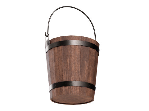 Wooden Bucket 3D Model