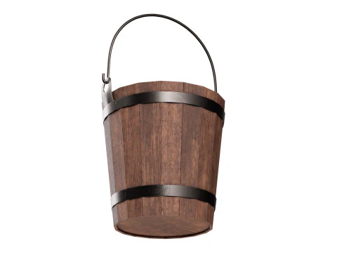 Wooden Bucket 3D Model