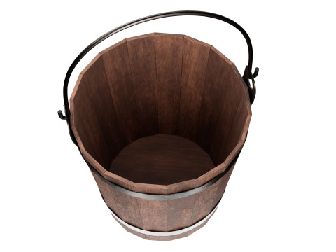 Wooden Bucket 3D Model