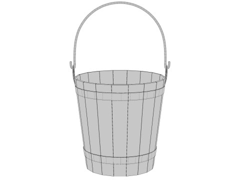 Wooden Bucket 3D Model