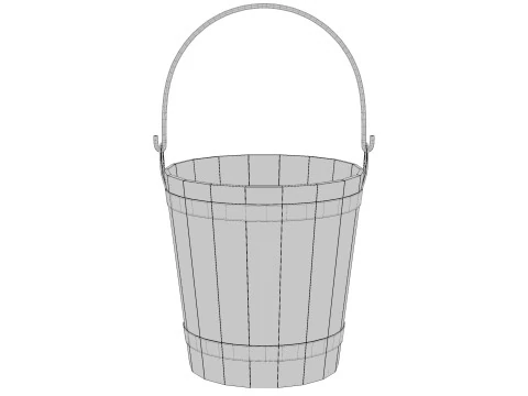 Wooden Bucket 3D Model