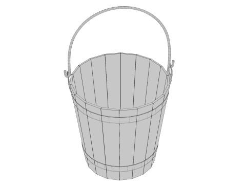 Wooden Bucket 3D Model