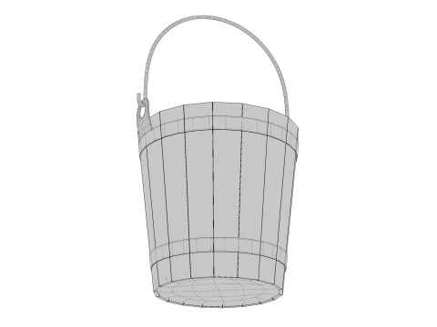 Wooden Bucket 3D Model