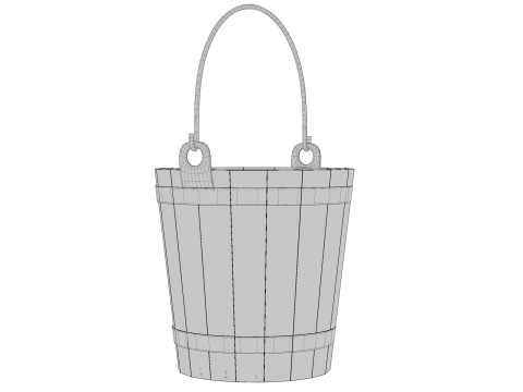 Wooden Bucket 3D Model