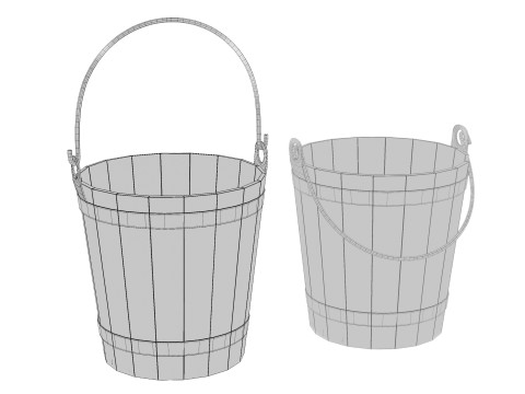 Wooden Bucket 3D Model