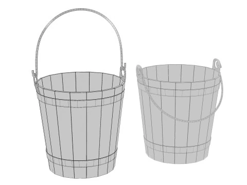 Wooden Bucket 3D Model