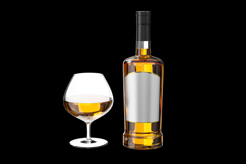 Gin Bottle with Glass 3D Model .c4d .max .obj .3ds .fbx .stl .blend
