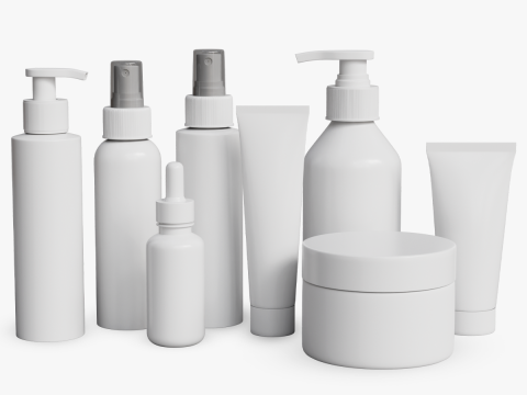 Cosmetic Bottle and Tube Set 3Dモデル