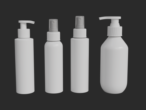 Cosmetic Bottle and Tube Set 3D 모델