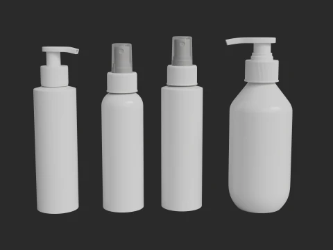 Cosmetic Bottle and Tube Set 3D Model