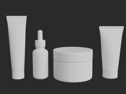 Cosmetic Bottle and Tube Set 3D 모델