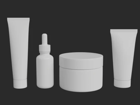 Cosmetic Bottle and Tube Set 3D Model
