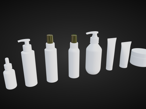 Cosmetic Bottle and Tube Set 3D 모델