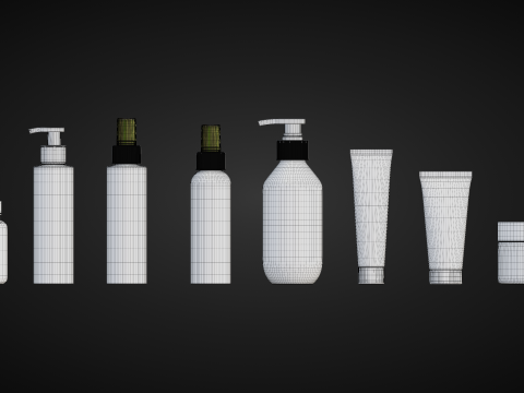 Cosmetic Bottle and Tube Set 3D 모델