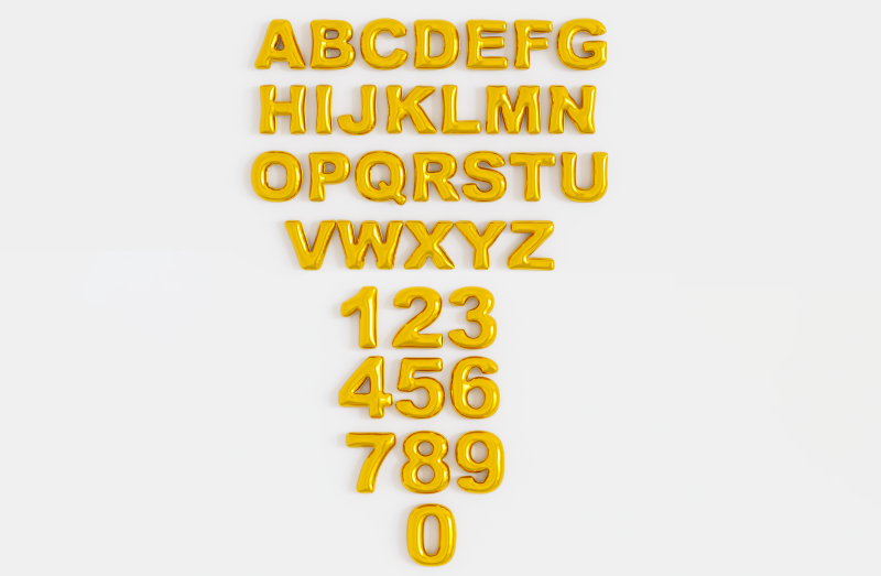 Balloons Alphabet and Numbers 3Dモデル .c4d .max .obj .3ds .fbx .stl .blend